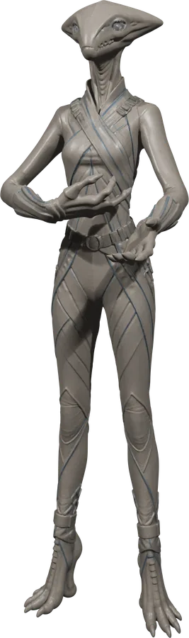 An Aurelion Synod researcher, tall and slender in survey dress